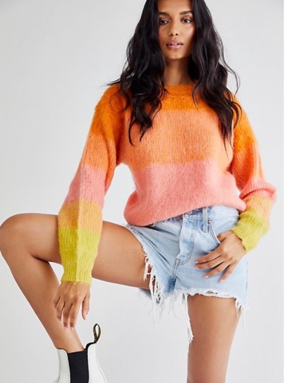 Free People Women's Autumn Sky Pullover Sweater. Sky Combo. Size L
